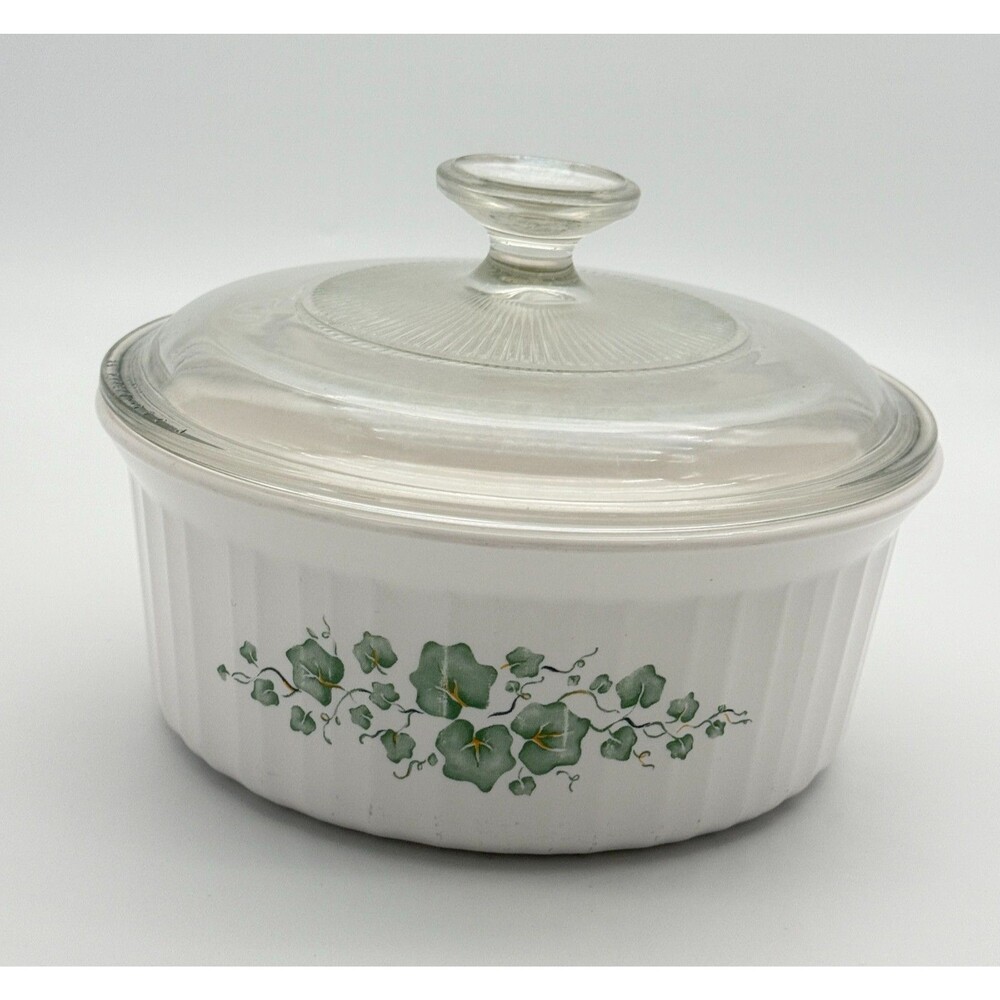 Vintage Corning Ware F-5-B Callaway Green Ivy 1.6L Casserole Glass Lid